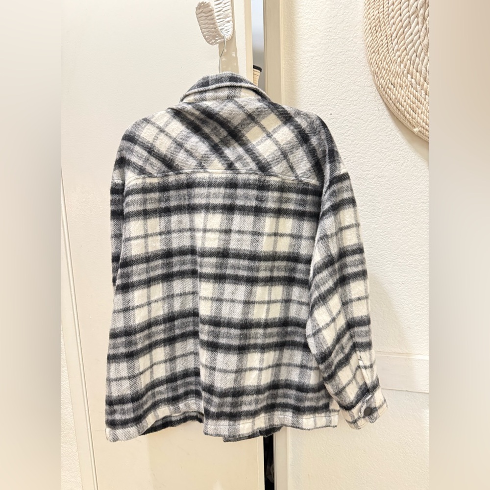 Zara Plaid Button Down Oversized Heavyweight Wool… - image 4